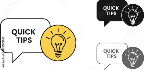 Quick tips and bright ideas communicated through speech bubbles and lightbulbs