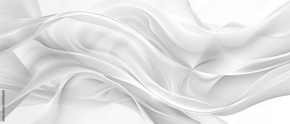 Obraz premium Flowing white fabric waves creating a soft, elegant background with subtle texture and depth