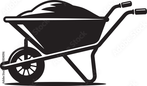 Wheelbarrow Filled with Soil Vector Illustration for Gardening and Construction Projects