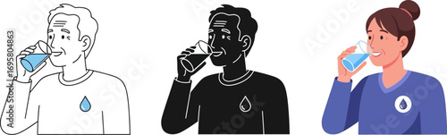 Diverse people enjoying a refreshing glass of water for health and hydration.