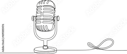 Classic microphone with a looping cable, perfect for broadcasting or music.