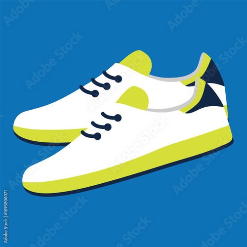 Vector illustration of white sports sneakers. Workouts, fitness, paddle, tennis.