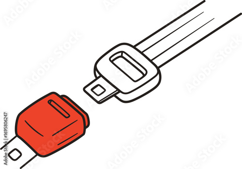 a simple illustration of a seatbelt buckle mechanism shown