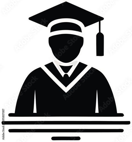 Graduation Icon Vector Illustration Depicting Academic Achievement and Educational Success