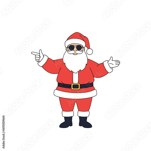 Cool santa claus wearing sunglasses ready to party and celebrate the holidays