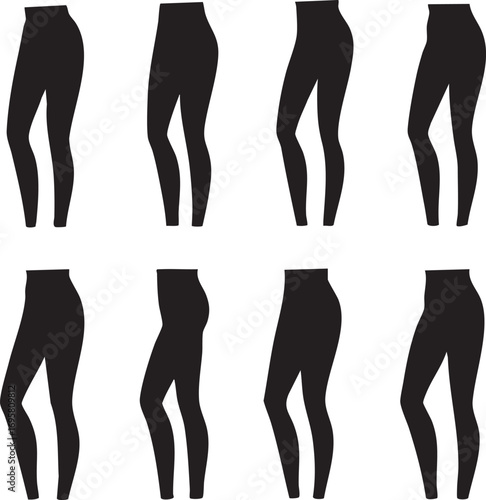 Black leggings vector illustration: different styles and fits eps silhouette