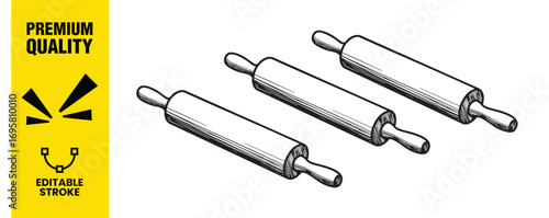 Illustration of a variety of rolling pins this vector graphic showcases an assortment of wooden rolling pins, perfect for baking and cooking designs