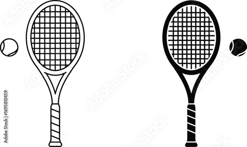 a tennis racket hitting ball illustration side view