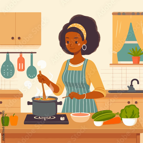 girl cooking in the kitchen