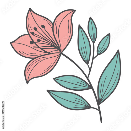 Vibrant floral design with botanical elements and color variations