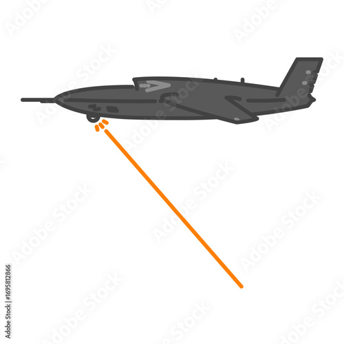 レーザーを発射し攻撃する軍用のジェット無人偵察機・無人航空機（UAV・無人機）