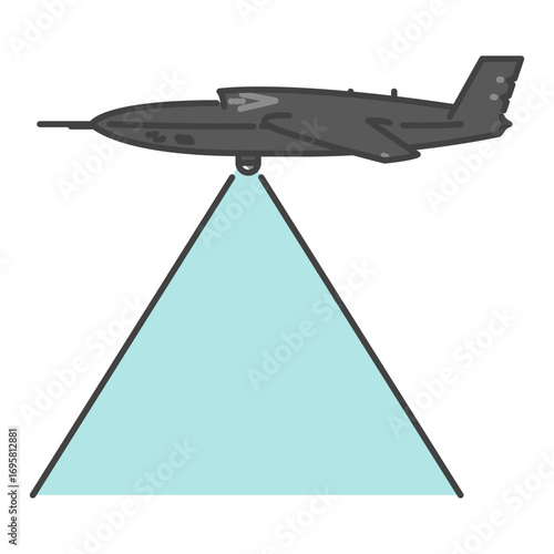 上空から監視する軍用のジェット無人偵察機・無人航空機（UAV・無人機）