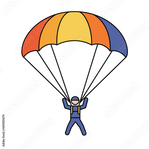 Colorful Parachute Descent: Travel Adventure Vector extreme sport theme