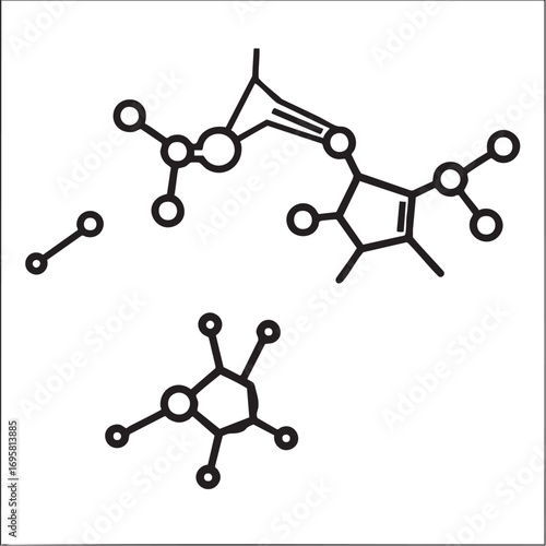 Vector illustration: chemical structure diagram, molecule outline eps silhouette