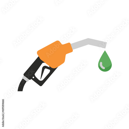 Modern fuel pump nozzle dispensing clean green drop, symbolizing eco-friendly energy and sustainable fueling solutions.