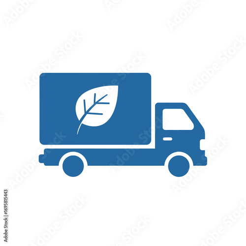 Eco-friendly delivery truck symbol with leaf representing green logistics and sustainable transport solutions