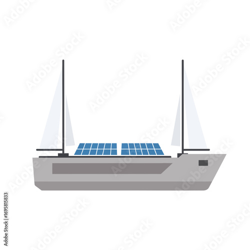 Modern sailboat with solar panels embraces sustainable ocean travel and renewable energy innovation