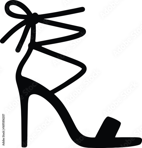 Lace-Up High Heel Sandal – Minimal Vector Silhouette
