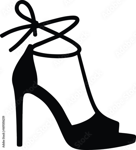 Lace-Up High Heel Sandal – Minimal Vector Silhouette