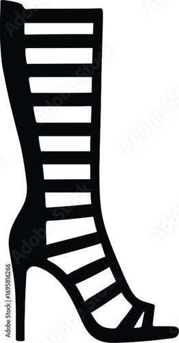 Gladiator High Heel Sandal – Minimal Vector Silhouette