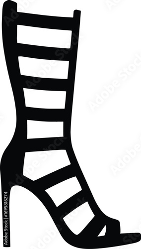 Gladiator High Heel Sandal – Minimal Vector Silhouette