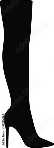 Thigh-High Stiletto Boot – Minimal Vector Women’s Footwear Silhouette