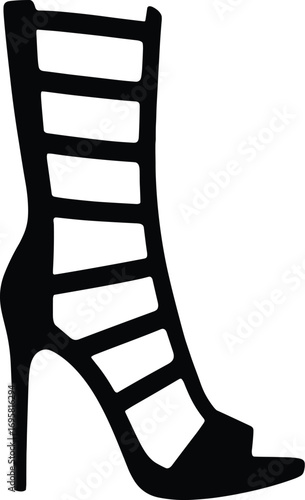 Gladiator High Heel Sandal – Minimal Vector Silhouette