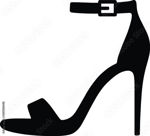 T-Strap High Heel – Minimal Vector Silhouette