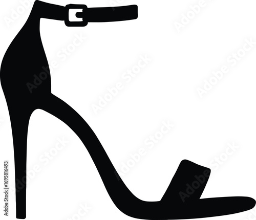 T-Strap High Heel – Minimal Vector Silhouette