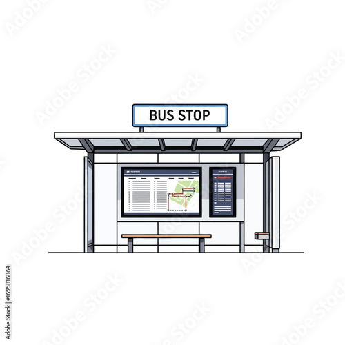 Modern Bus Stop Vector Illustration for Travel Designs clean display showing