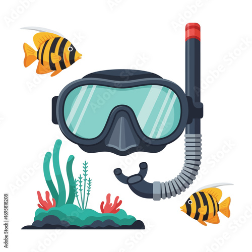 Snorkeling Gear and Tropical Fish: Underwater Adventure theme mask