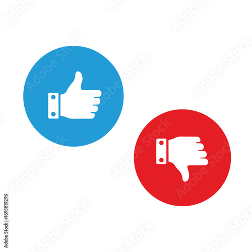 like and unlike button. thumbs up and down button for good or bad feedback. vector symbol on transparent background.