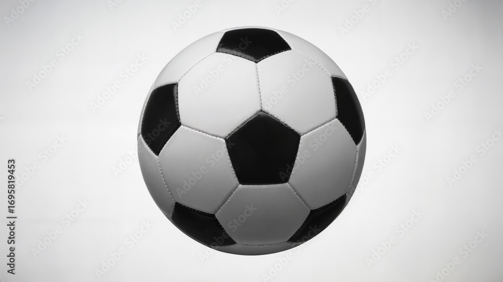 Naklejka premium Classic Black and White Football on White Background