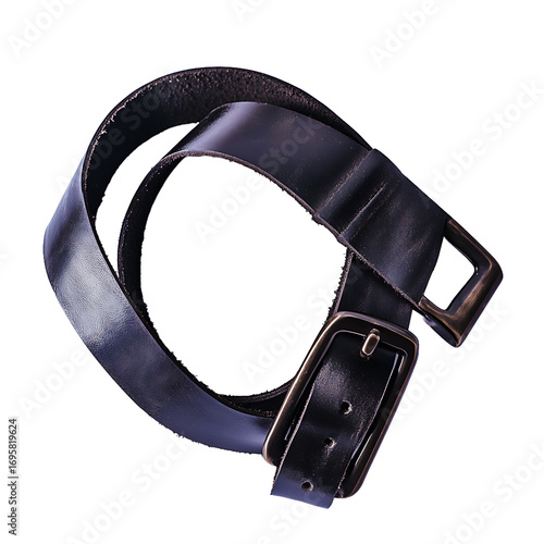 Black Leather Belt with Metal Buckle