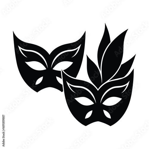 Mysterious venetian masquerade masks silhouette for carnival celebration and costume party