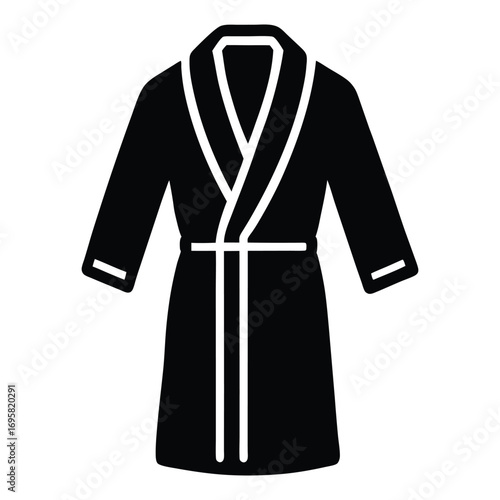 Elegant black bathrobe icon isolated representing comfort relaxation and luxury spa experience