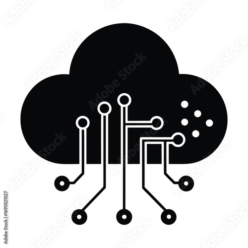 Digital cloud computing technology network circuit board connection data storage concept