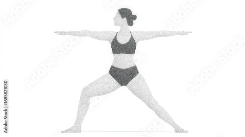 Minimalist Outline of Yoga Warrior Pose Side View