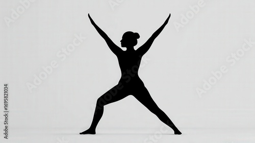 Minimalist Silhouette of Warrior Pose in Yoga Side View
