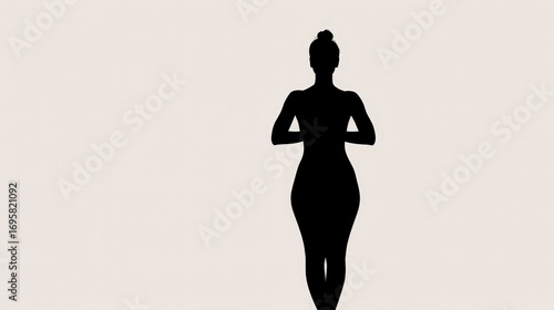 Silhouette of Person in Tree Pose Yoga Against Minimalist Background