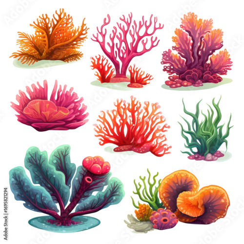 Wallpaper Mural set of colorful coral reefs isolated Torontodigital.ca