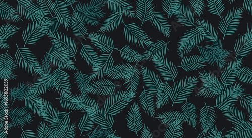 Dark tropical fern leaves pattern seamlessly repeating nature elements exotic botanical design