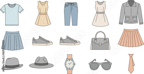 Collection of stylish casual clothing and accessories for everyday wear.