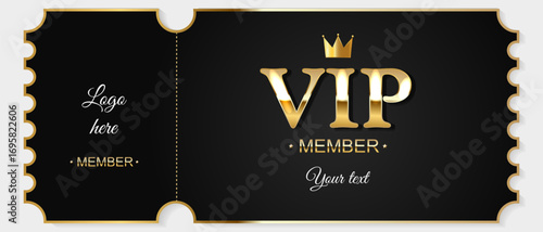Exclusive VIP Member Ticket! Elevate your brand with this luxury gold and black design. Perfect for events, offers and rewards. Limited spots, join now!