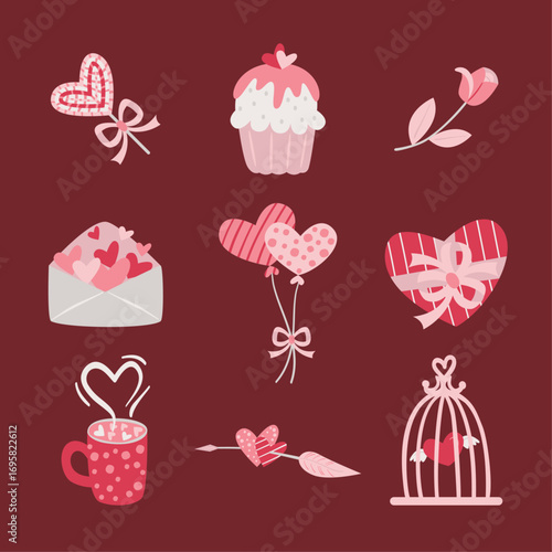 Flat design valentines day element collection