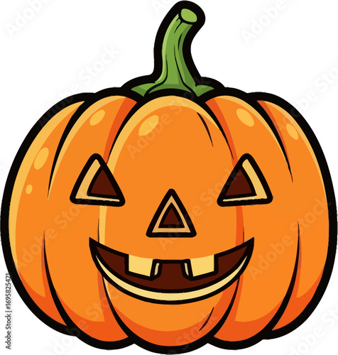 Cheerful carved Halloween pumpkin with a smiling face, ready for spooky celebrations