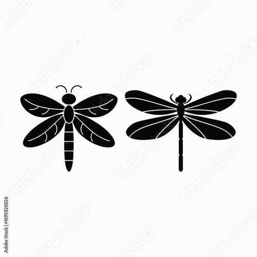 Dragonfly Silhouette Collection Vector Illustration