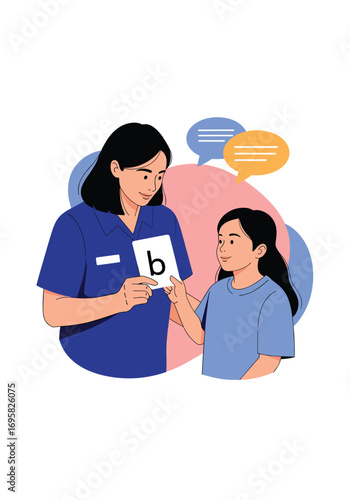 Speech therapy session focusing on letter recognition and sound pronunciation for young learners
