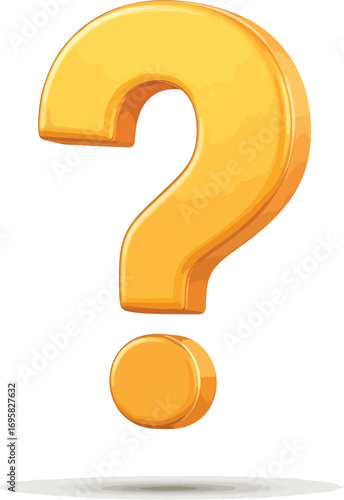Golden 3D Question Mark Symbol of Inquiry and Curiosity