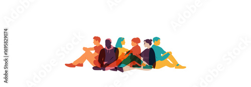People sit together.